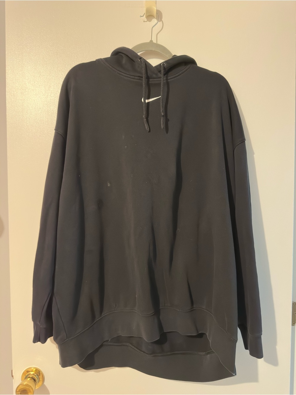 Nike Black Oversized Pullover Hoodie with White Swoosh